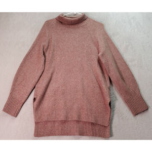 Calvin Klein Jeans Sweater‎ Womens Large Mauve Knit Long Sleeve Turtle Neck Slit